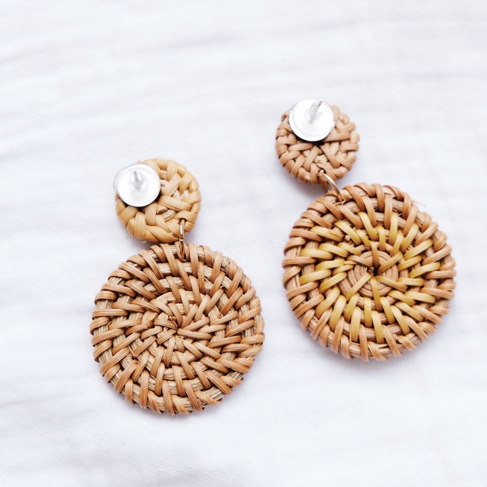 "Ashley" Rattan Earrings - Picture 2 of 5